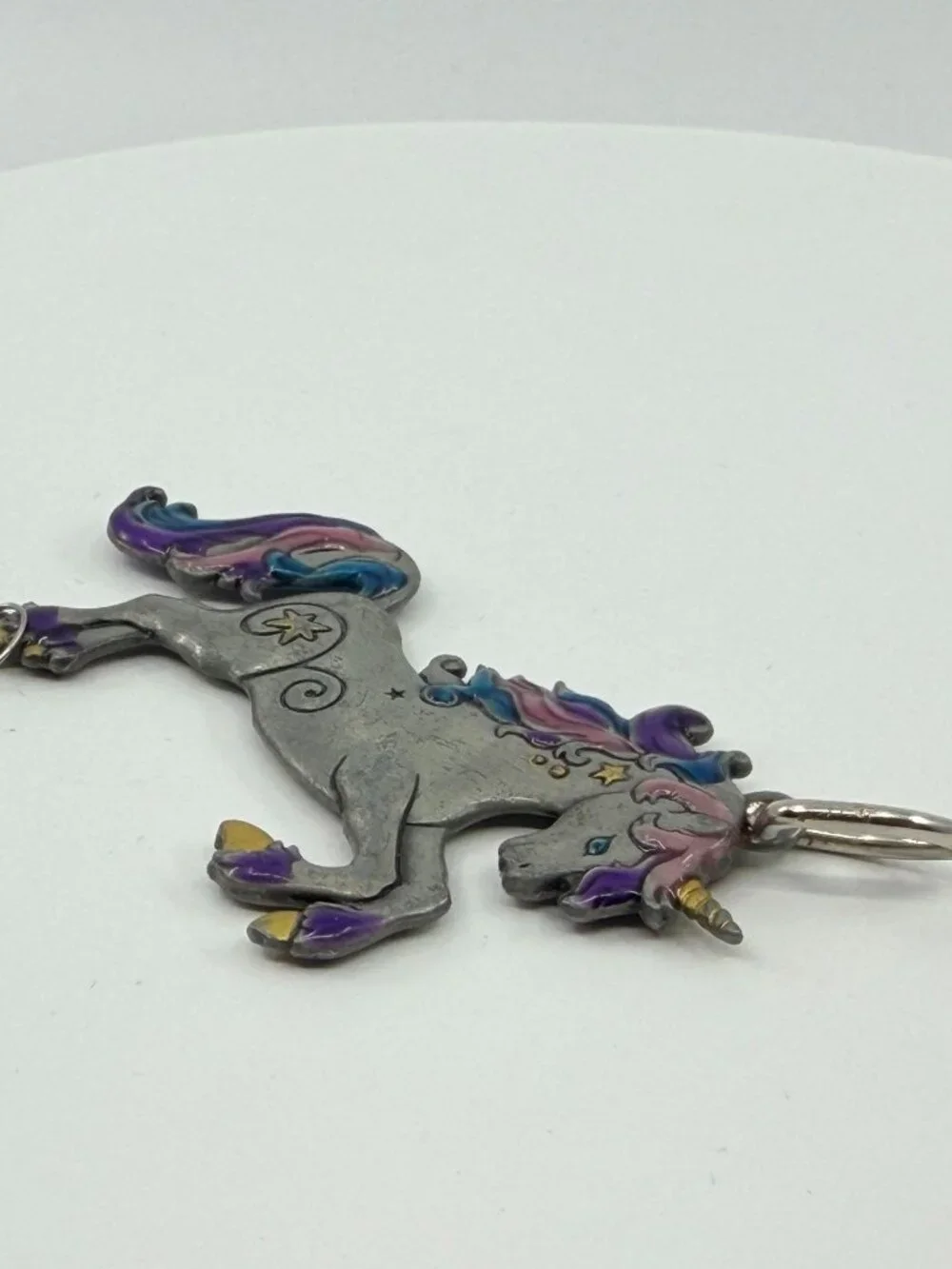 Vintage Unicorn Pendant Enamel Silver Tone Whimsical Charm Fantasy Jewelry Y2K